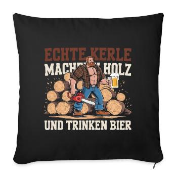 Real Guys Wood and Beer Power - Sofa pillowcase 17,3'' x 17,3'' (45 x 45 cm) - black - Front