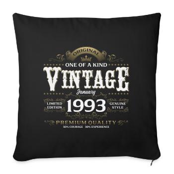 Millésime de 33 ans Millésime de janvier 1993 - Housse de coussin décorative 45 x 45 cm - noir - Devant
