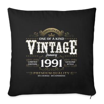 35e anniversaire Millésime de janvier 1991 - Housse de coussin décorative 45 x 45 cm - noir - Devant
