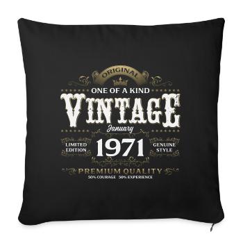 55e anniversaire millésime janvier 1971 - Housse de coussin décorative 45 x 45 cm - noir - Devant