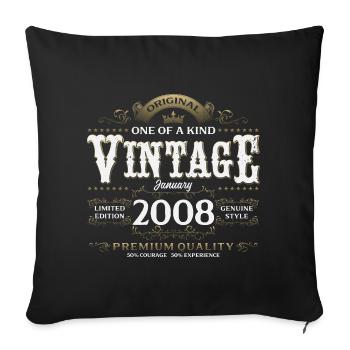 18th Birthday Vintage January Vintage 2008 - Sofa pillowcase 17,3'' x 17,3'' (45 x 45 cm) - black - Front