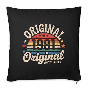 1981 Vintage Édition limitée Cadeau 1981 - Housse de coussin décorative 45 x 45 cm - noir - Devant