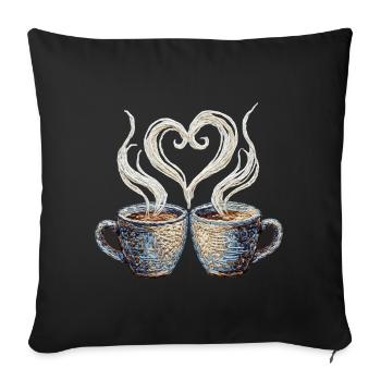 Coffee date Valentine embroidered look (printed) - Sofa pillowcase 17,3'' x 17,3'' (45 x 45 cm) - black - Front