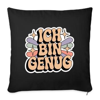 Ich bin genug – Retro Statement - Sofakissenbezug 45 x 45 cm - Schwarz - Vorne