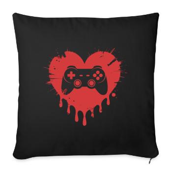 Video Games Funny Valentines Day Gamer - Housse de coussin décorative 45 x 45 cm - noir - Devant