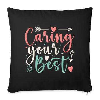 Social Worker Quote Caring Your Best Social Work - Sofa pillowcase 17,3'' x 17,3'' (45 x 45 cm) - black - Front