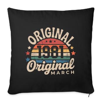 Anniversaire Mars 1981 Édition Limitée Retro March - Housse de coussin décorative 45 x 45 cm - noir - Devant