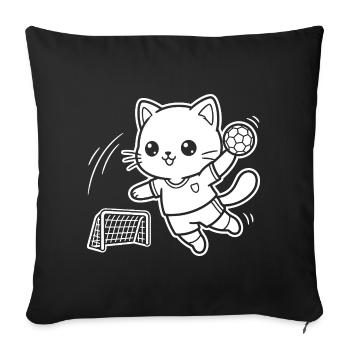 Joueur de handball Kawaii Cat - Housse de coussin décorative 45 x 45 cm - noir - Devant