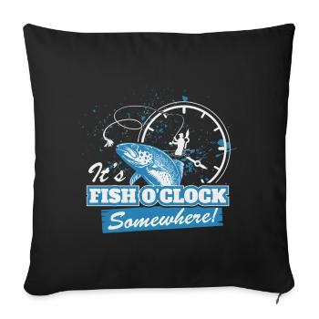Funny Fishing Saying - Hooked on Fishing Humor - Sofa pillowcase 17,3'' x 17,3'' (45 x 45 cm) - black - Front