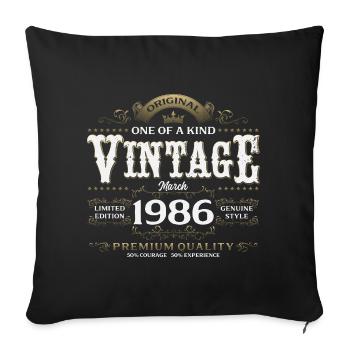Cadeau de 40e anniversaire Mari Vintage mars 1986 - Housse de coussin décorative 45 x 45 cm - noir - Devant