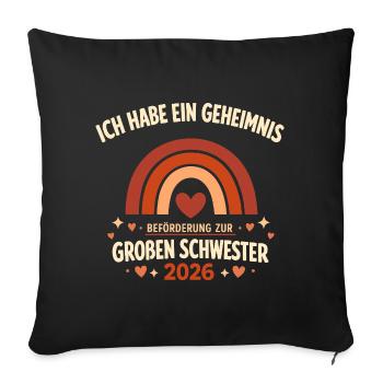 Promotion to Big Sister 2026 Gift - Sofa pillowcase 17,3'' x 17,3'' (45 x 45 cm) - black - Front