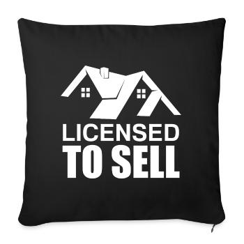 Autorisé à vendre des agents immobiliers drôles - Housse de coussin décorative 45 x 45 cm - noir - Devant