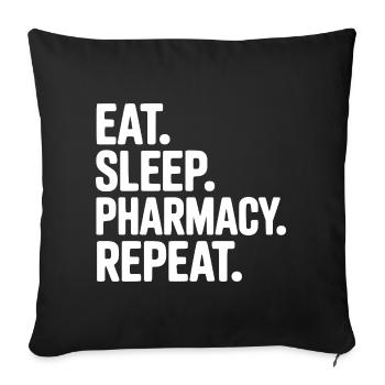 Mange. Dors. Pharmacie. Répétez. - Housse de coussin décorative 45 x 45 cm - noir - Devant