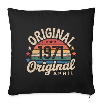 Avril 1971 Vintage Rétro Cadeau Anniversaire Avril - Housse de coussin décorative 45 x 45 cm - noir - Devant