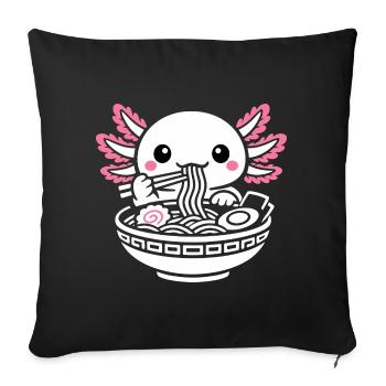Axolotl Kawaii Ramen Essen Niedlich Geschenk - Sofakissenbezug 45 x 45 cm - Schwarz - Vorne
