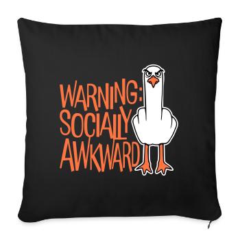 Warning Socially Awkward Möwe Mittelfinger Frech - Sofakissenbezug 45 x 45 cm - Schwarz - Vorne