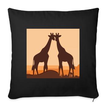 Giraffe Love Safari Silhouette Nature Shirt - Sofa pillowcase 17,3'' x 17,3'' (45 x 45 cm) - black - Front