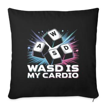 Funny Gaming Keyboard WASD My Cardio Gamer - Sofa pillowcase 17,3'' x 17,3'' (45 x 45 cm) - black - Front