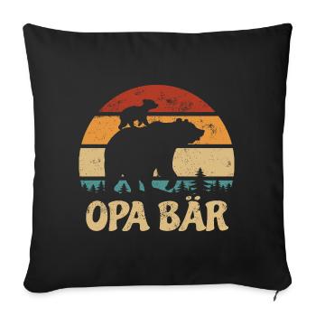 Grand-père Ours - Fête des Mères - Cadeau vintage - Housse de coussin décorative 45 x 45 cm - noir - Devant