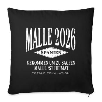 Malle 2026 gekommen um zu saufen Malle ist Heimat - Sofakissenbezug 45 x 45 cm - Schwarz - Vorne