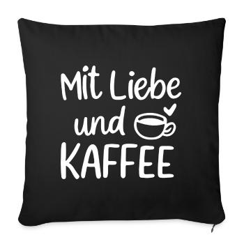 Mit Liebe und Kaffee Illustration Morgenmuffel - Sofakissenbezug 45 x 45 cm - Schwarz - Vorne