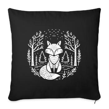 Fox in the Forest Circle Illustration - Sofa pillowcase 17,3'' x 17,3'' (45 x 45 cm) - black - Front