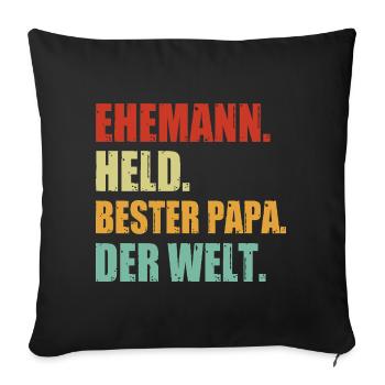 Mari Papa Grill Maître Barbecue Héros Barbecue de la Fête des Pères  - Housse de coussin décorative 45 x 45 cm - noir - Devant