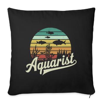 Aquarist Retro Aquarium Fish Aquatic - Sofa pillowcase 17,3'' x 17,3'' (45 x 45 cm) - black - Front