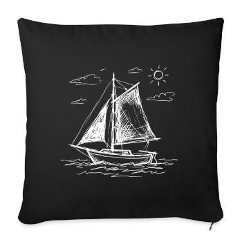 Voilier dessiné à la main - Housse de coussin décorative 45 x 45 cm - noir - Devant