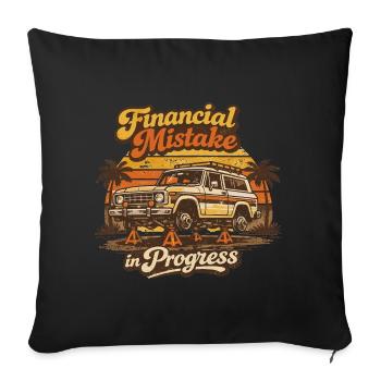 Humour 4x4 Erreur Financière | Cadeau Rétro - Housse de coussin décorative 45 x 45 cm - noir - Devant