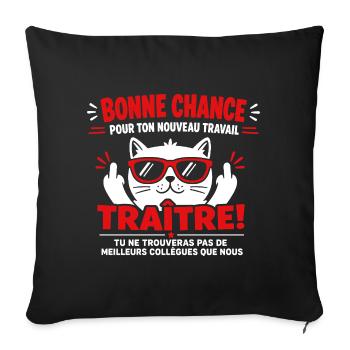 Chat Traître Lunettes Rouges - Housse de coussin décorative 45 x 45 cm - noir - Devant