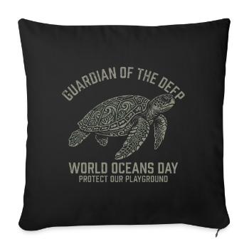 Guardian of the Deep – World Oceans Day Turtle - Sofa pillowcase 17,3'' x 17,3'' (45 x 45 cm) - black - Front