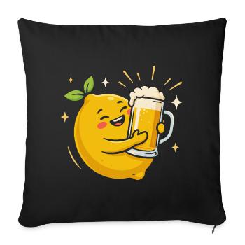 Bière Radler Citron drôle avec chope de bière - Housse de coussin décorative 45 x 45 cm - noir - Devant