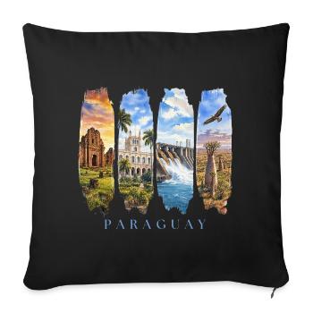 Paraguay Vacation Travel – South America Culture Motif - Sofa pillowcase 17,3'' x 17,3'' (45 x 45 cm) - black - Front