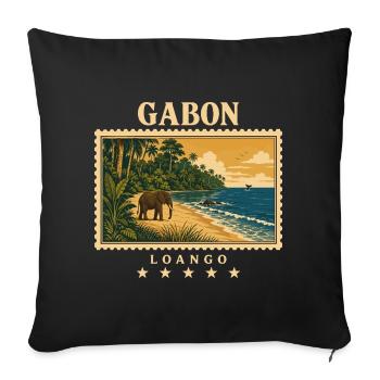 Gabun Loango Vintage Reisemarke - Sofakissenbezug 45 x 45 cm - Schwarz - Vorne