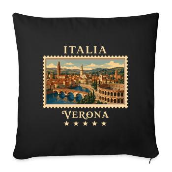Italien Verona Vintage Reisemarke - Sofakissenbezug 45 x 45 cm - Schwarz - Vorne