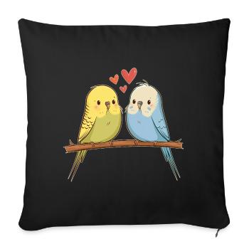 Wellensittiche - Sofakissenbezug 45 x 45 cm - Schwarz - Vorne