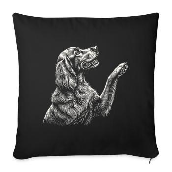Irischer Zuspieler zieht Pfote hoch – Roter Zuspieler Hund Mama Papa - Sofakissenbezug 45 x 45 cm - Schwarz - Vorne