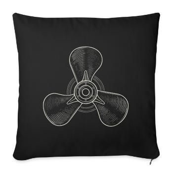 Vintage Three-Blade Propeller Illustration - Sofa pillowcase 17,3'' x 17,3'' (45 x 45 cm) - black - Front