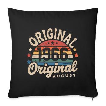 Original Août 1966 Vintage Anniversaire 1966 - Housse de coussin décorative 45 x 45 cm - noir - Devant