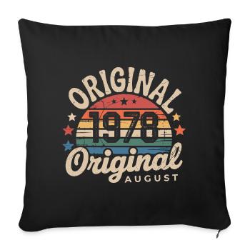 Original Août 1978 Vintage Anniversaire 1978 - Housse de coussin décorative 45 x 45 cm - noir - Devant