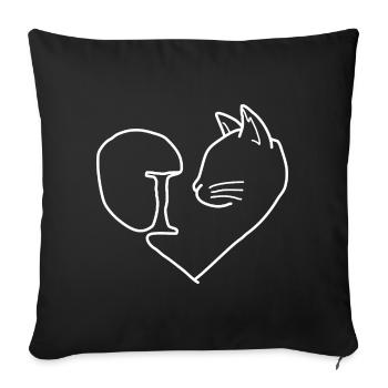 Katzen Herz Tierliebe - Sofakissenbezug 45 x 45 cm - Schwarz - Vorne