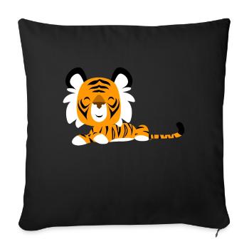 Cute Cartoon Friendly Tiger by Cheerful Madness!! - Sofa pillowcase 17,3'' x 17,3'' (45 x 45 cm) - black - Front