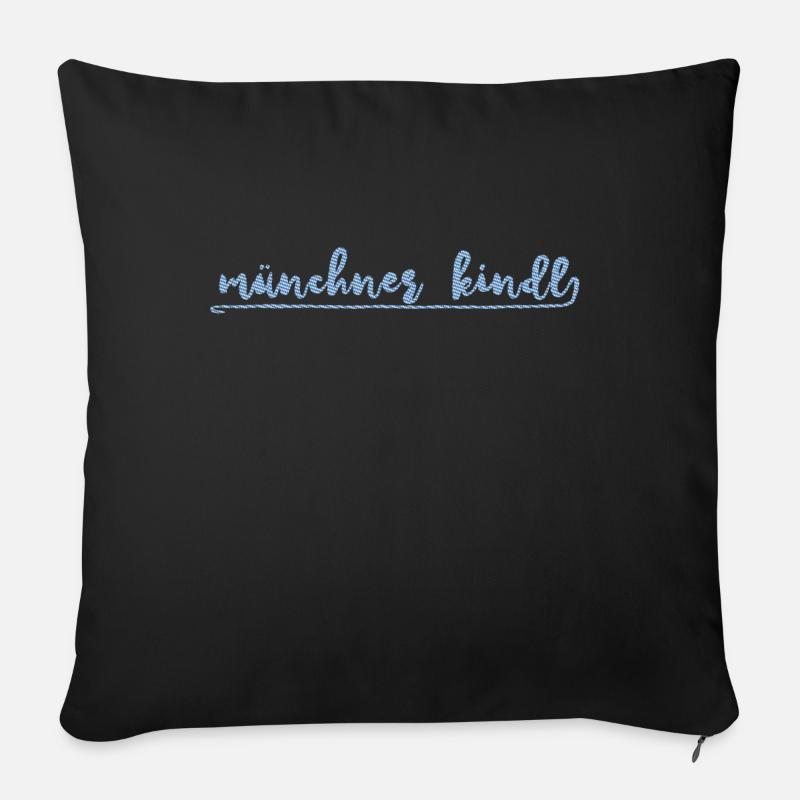 Münchner Kindl Logo || Weiß Blau - Sofakissenbezug 45 x 45 cm - Schwarz
