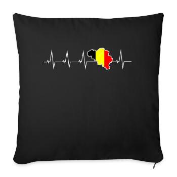 J’aime la Belgique - battement de coeur - Housse de coussin décorative 45 x 45 cm - noir - Devant