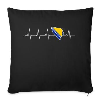 J’adore la Bosnie-Herzégovine - battement de coeur - Housse de coussin décorative 45 x 45 cm - noir - Devant