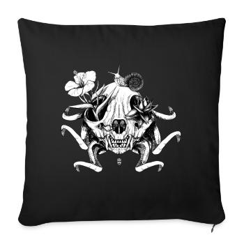 The Skull the Flowers and the Snail - Sofa pillowcase 17,3'' x 17,3'' (45 x 45 cm) - black - Front