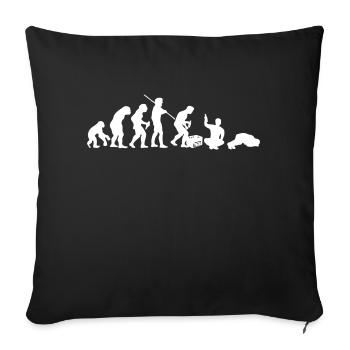 Evolution – Saufen / Party (weisser Druck) - Sofakissenbezug 45 x 45 cm - Schwarz - Vorne