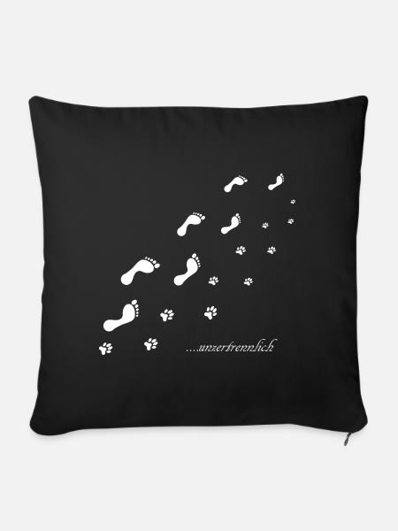 MENSCH & HUND UNZERTRENNLICH - Sofakissenbezug 45 x 45 cm - Schwarz