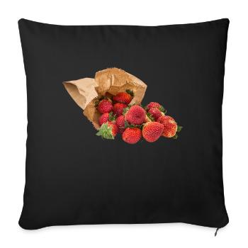fraises fraises veggie légumes fruits60 - Housse de coussin décorative 45 x 45 cm - noir - Devant